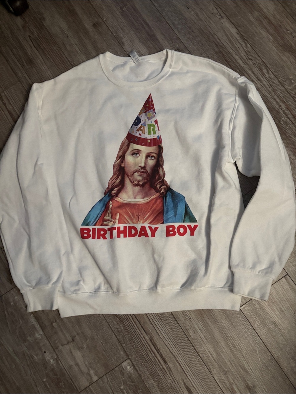 White 'Birthday Boy' Graphic Crewneck Sweatshirt - Picture 1 of 6